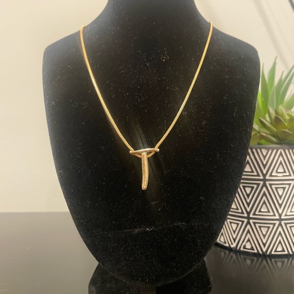 Initial T Gold Necklace - Picture 3 of 4